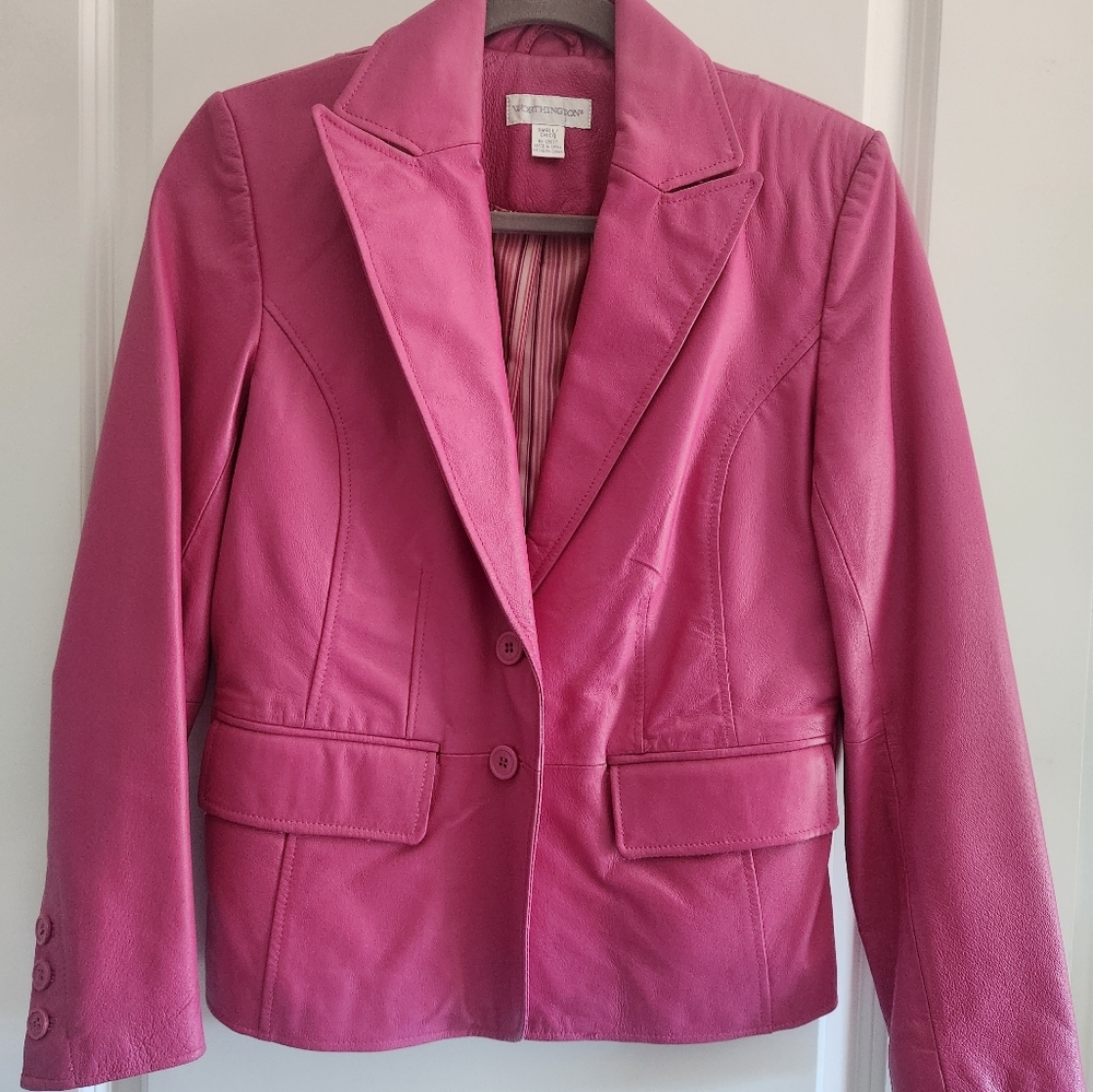 Worthington Women's Small Pink Leather Blazer